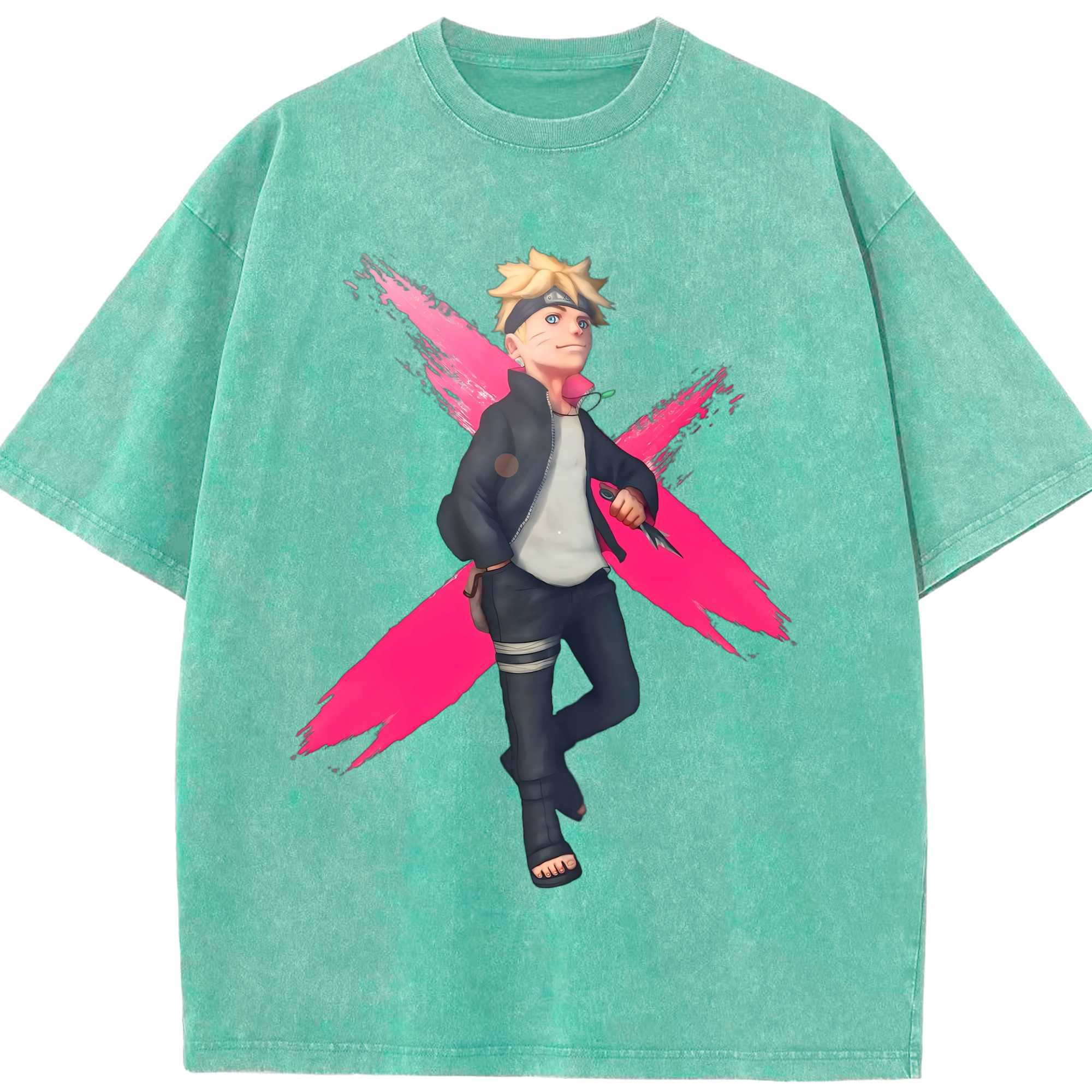 （画像用） NARUTO -ナルト- うずまき ボルト Uzumaki Boruto 綿100% ヴィンテージ風 半袖Tシャツ（フロントプリント）